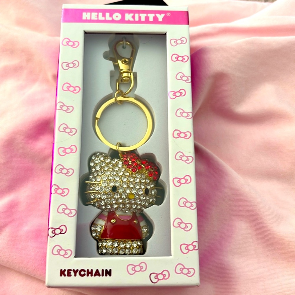 Hello Kitty Pink and Silver Rhinestone Keychain from Jacmel